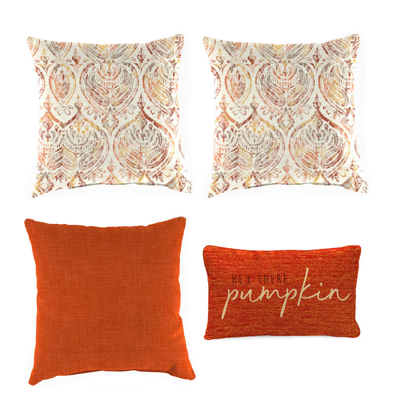 4-Piece Autumn Outdoor Throw Pillow Set for Thanksgiving and Halloween