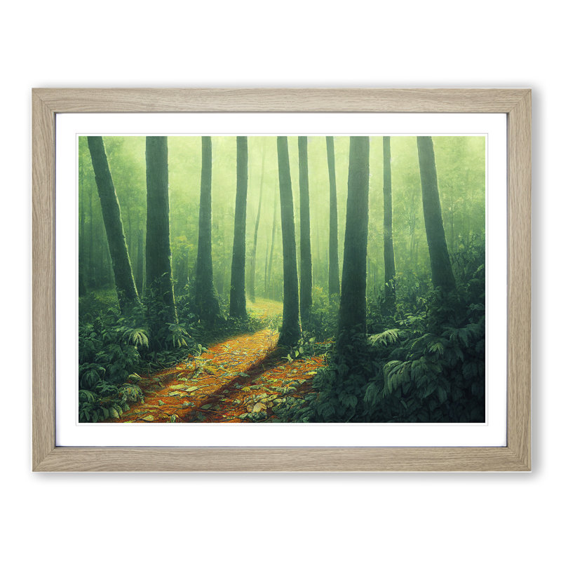 Stimulating Summer Forest - Framed Print, 25cm H x 34cm W x 2cm D, Oak Framed