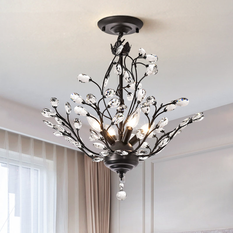 Darcey 4 - Light 18.1" Unique Flush Mount with Crystal Accents