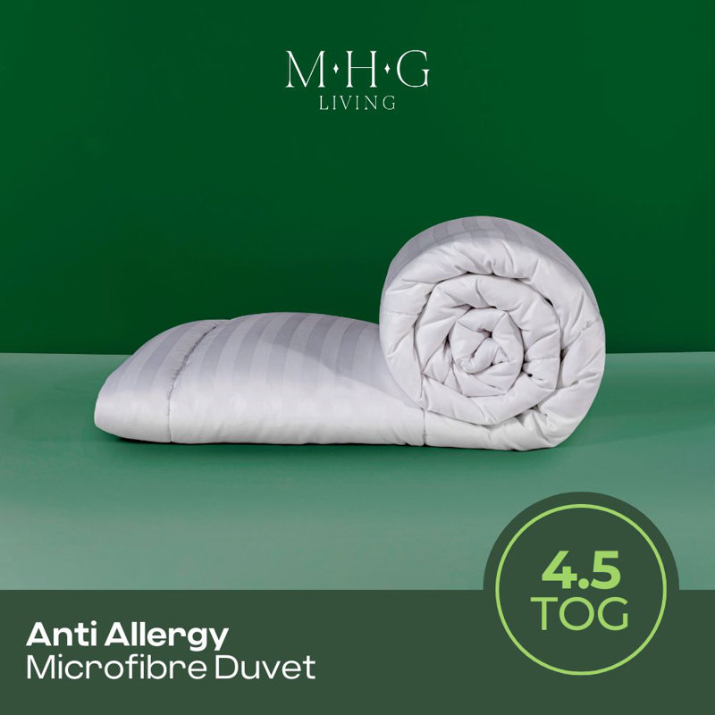 MHG Living Luxury Soft Touch Striped Microfibre 4.5 Tog Duvet – Anti-Allergy, Lightweight & Breathable Summer Quilt – Single, Double, King & Super King
