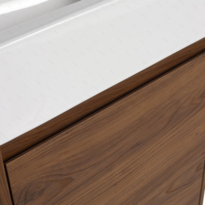 Petit meuble-lavabo flottant de 18 pouces avec lavabo simple, convenant à une petite salle de bain-LPB03018BRE