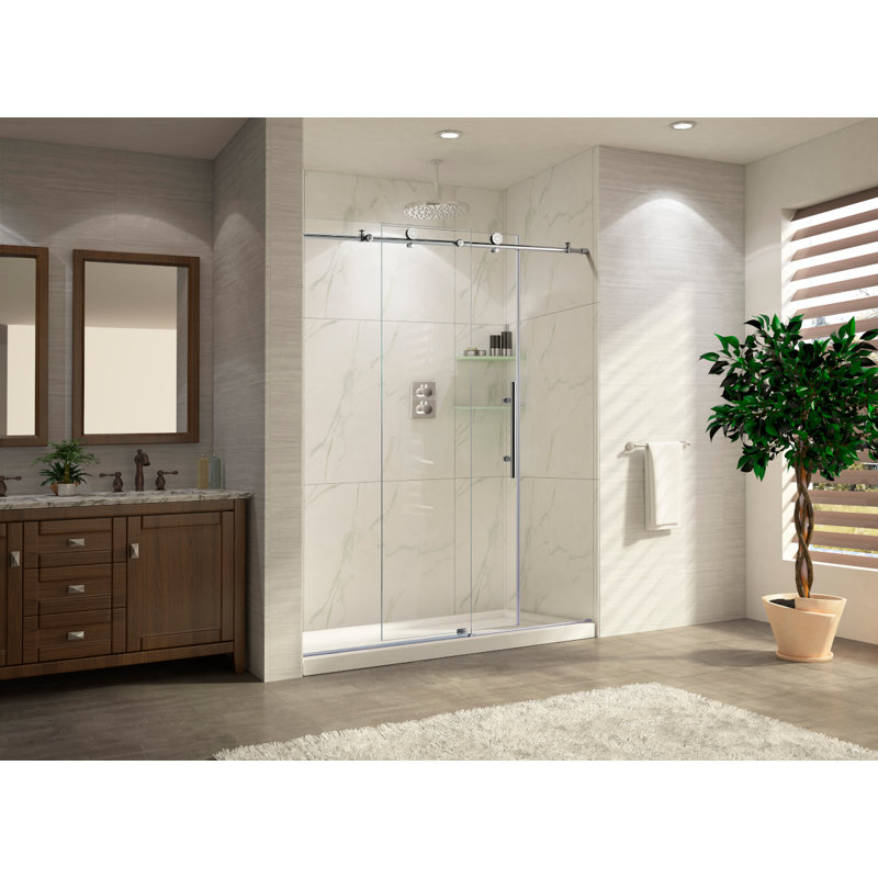 Cayman 44"- 48" W x 76" H Shower Door with 10MM Tempered Glass, Chrome