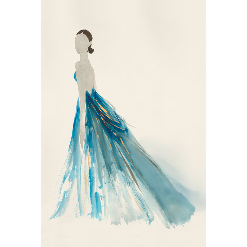 «Blue Dress II On Canvas» par Lily K, reproduction, H 30 po x l 20 po