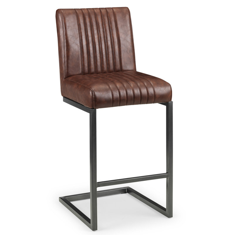 Nasturtium Upholstered Counter Stool with Metal Frame, Brown