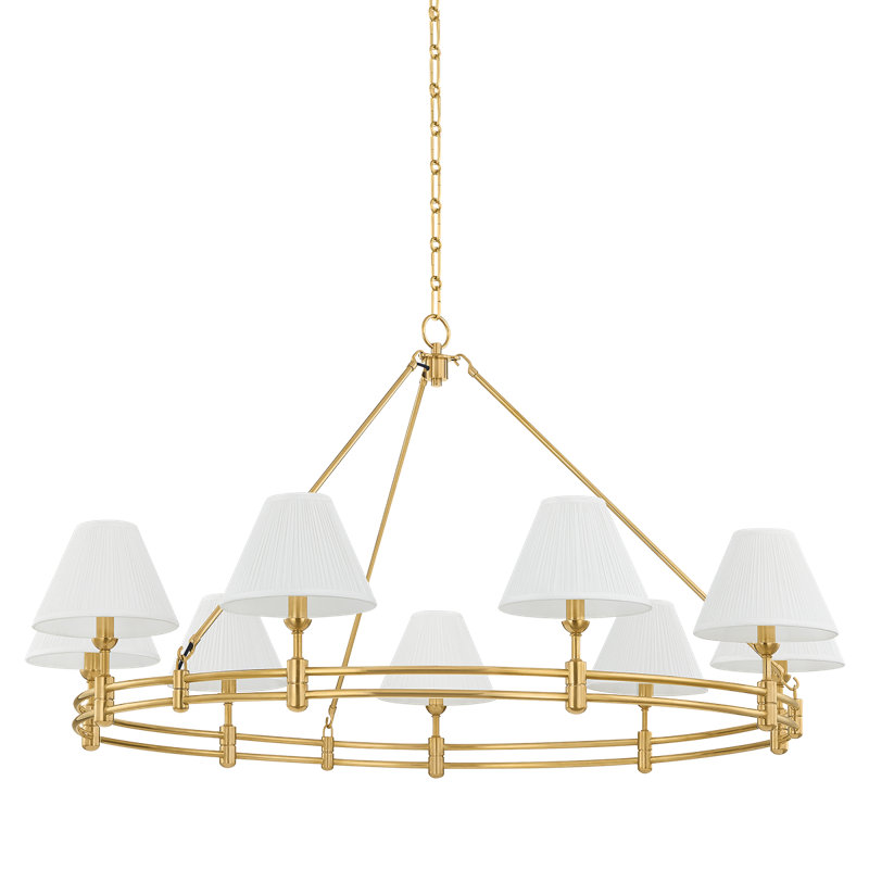 Howard Chandelier by Mark D. Sikes, Antique Brass, 9 Lights, 26" H x 50" W x 50" D