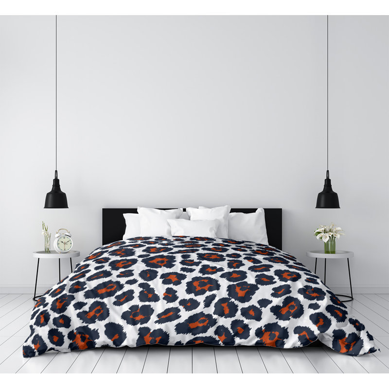 Housse de couette simple Croslin, Housse de couette pour lit simple, Polyester brossé, Blanc/brun