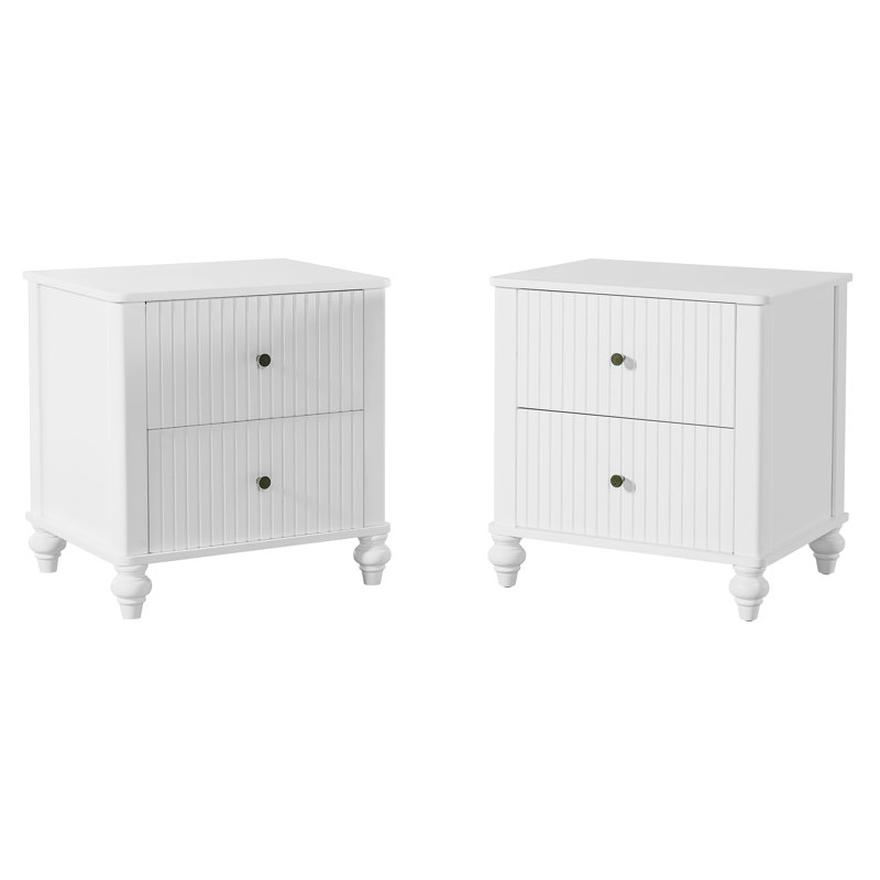 Table de chevet Bennett Mid-Century, Blanc, 2