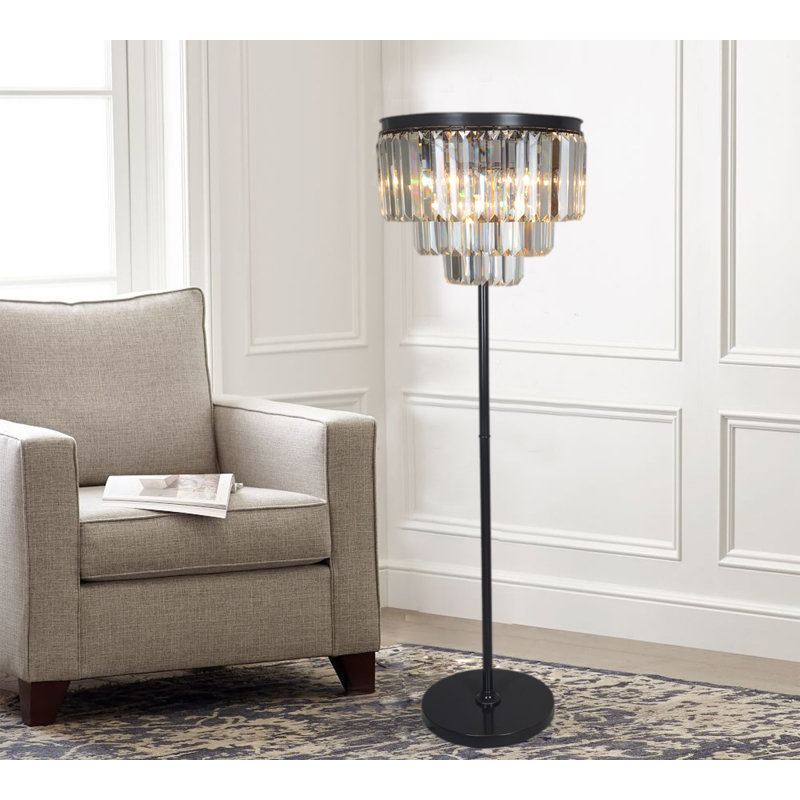 Geidy 64" Floor Crytal 3-Tier Lamp