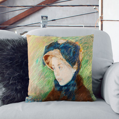 Susan In A Straw Bonnet Square Throw Cushion