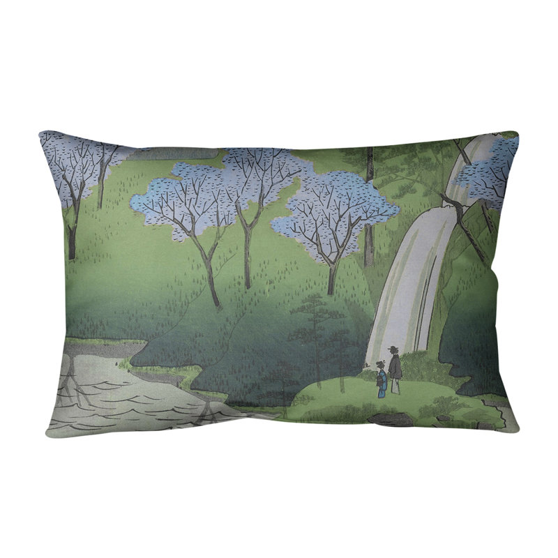 Coussin lombaire chiyogaike étang, Bleu, Simili suède