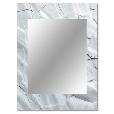 Earth white Minimalist Fossils - Abstract Collages Mirror, White Decorative Wall Mirror, Printed Metal Art