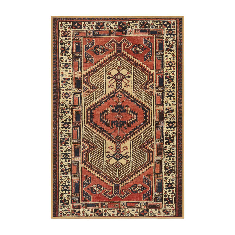 Tapis beige Southwestern, Rectangle 7 pi x 9 pi