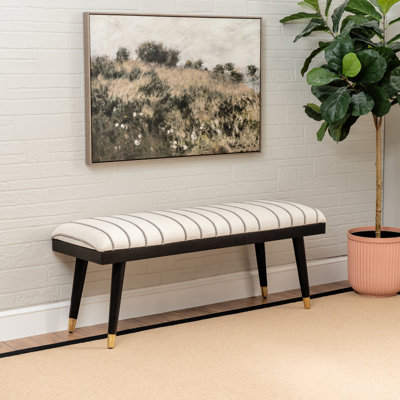 Banc rembourré noir et crème Conlan
