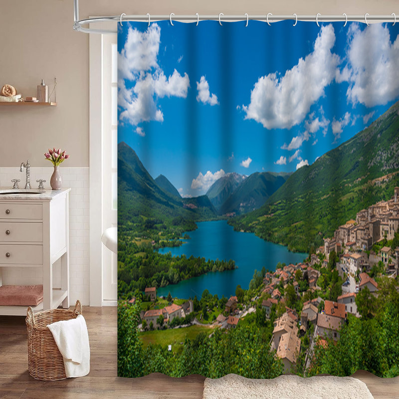 Rideau de douche avec 12 crochets, L 72 po x l 84 po