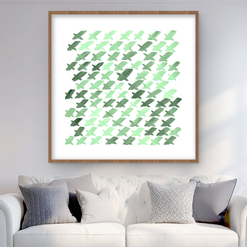 Green pattern x - Shapes Bedroom Framed Matted Print Decor