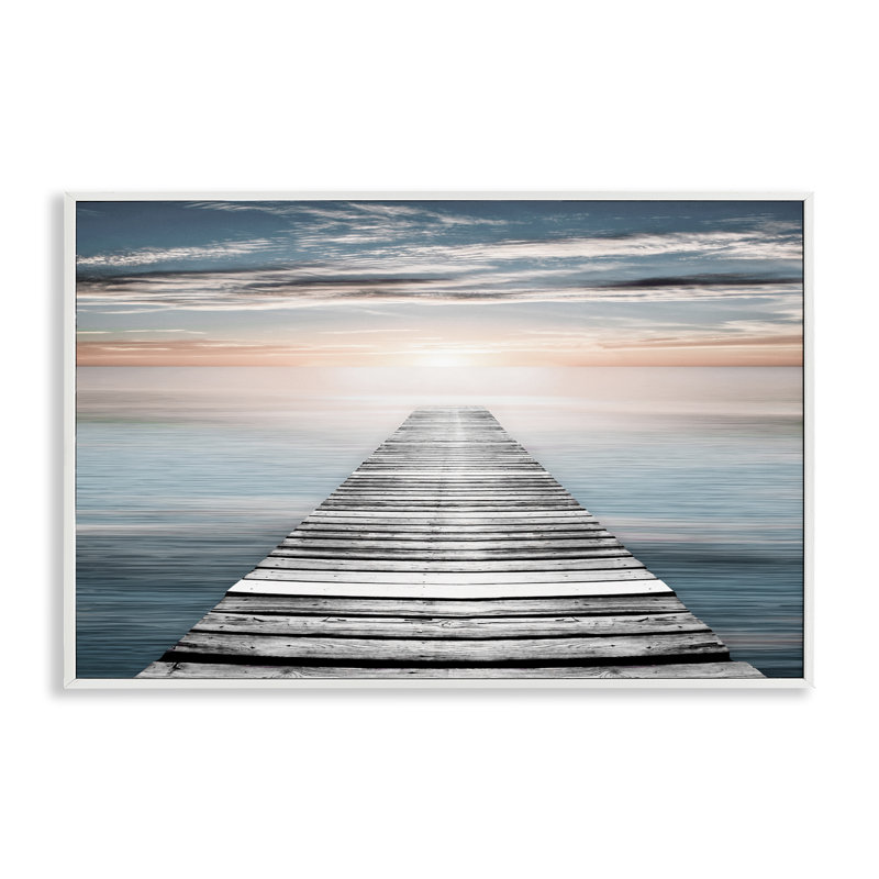  Sunlit Dock Planks, art de la giclée encadrée par Natalie Carpentieri, H 16 po x l 24 po, Blanc