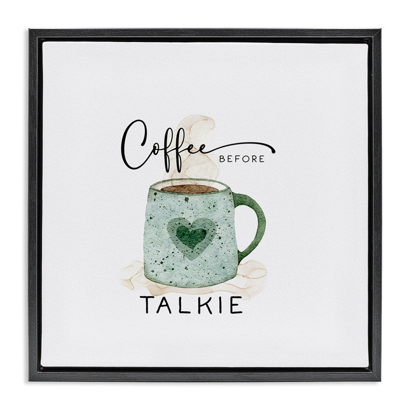 Art mural sur toile flottant "Coffee devant", par Joy Hall, Cadre flottant noir de jais, H 18 po x l 18 po