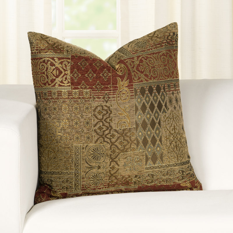 Empress Patchwork Feather Reversible Throw Pillow, Square 20", Polyester