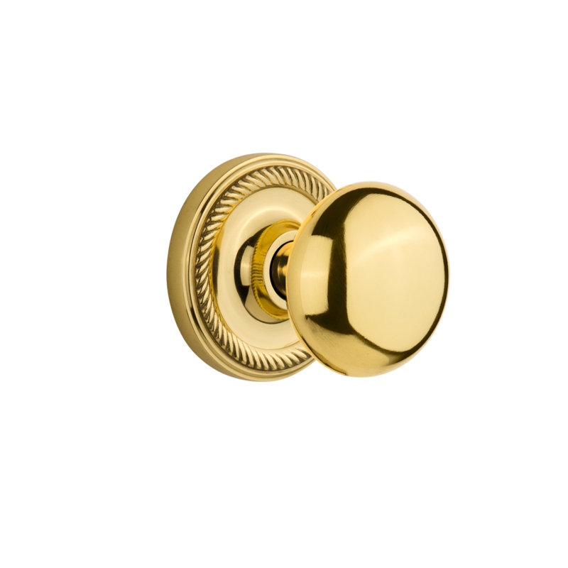 Rope Rosette with New York Door Knob, 2-3/4", Polished Brass