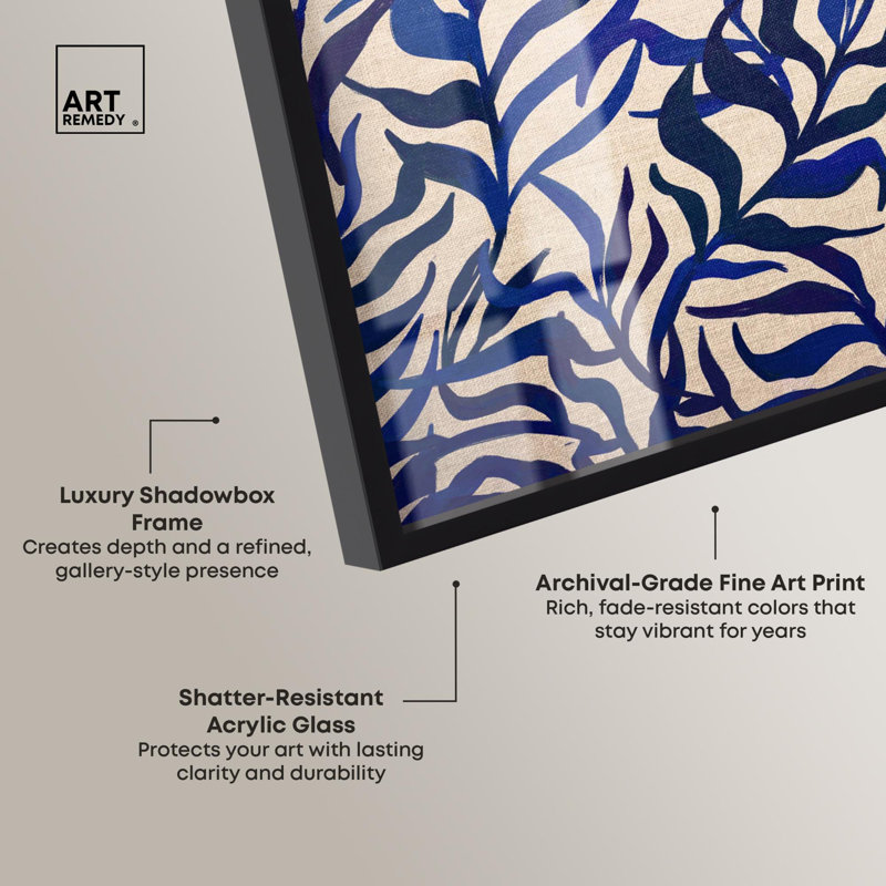 Seaweed Blue Decor Shadowbox par Art Remedy, Noir, H 21 po x l 17 po