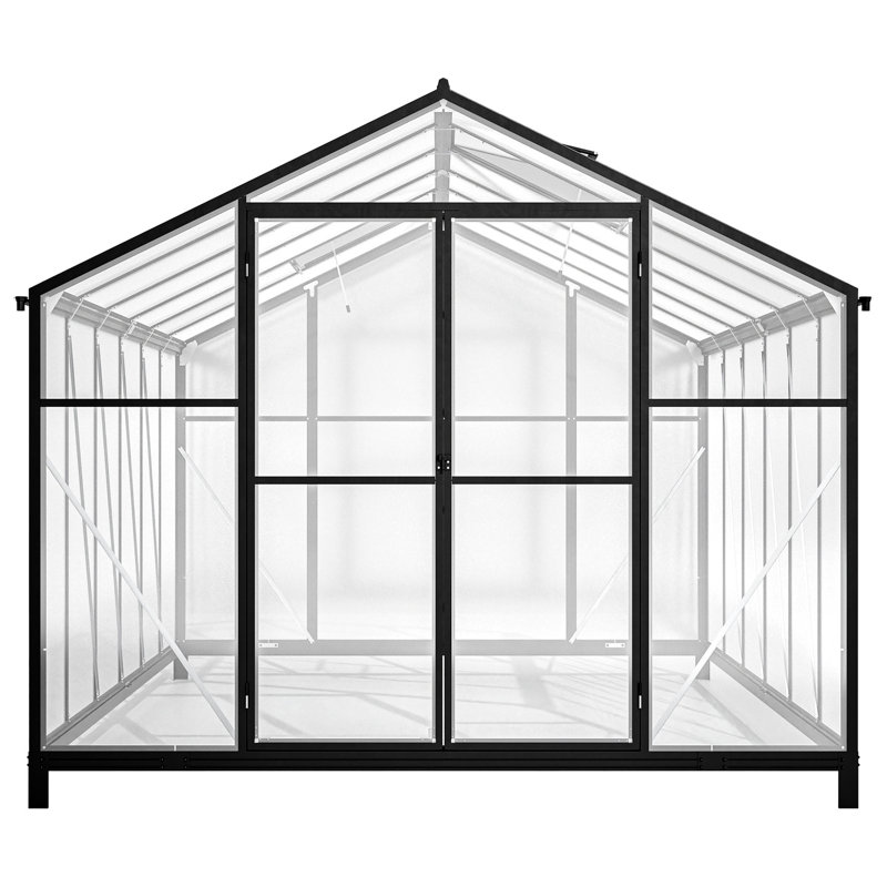 Serre robuste avec fenêtres régulatrices de température et ventilation 102,88 po avec portes doubles pour améliorer le jardin