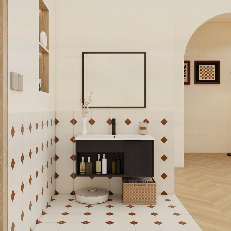 Wall-Mounted Bathroom Vanity with Ceramic Sink