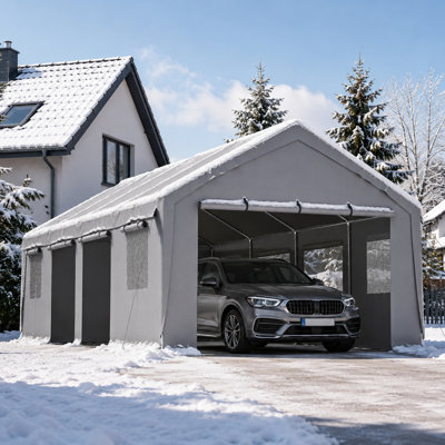 JAXILYN 13x25 FT Heavy-Duty Carport Canopy with Roll-Up Side Walls and Ventilated Windows for Cars, Trucks, and Boats, Grey