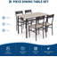 Ensemble de salle à manger 5 pièces, table rectangulaire en bois veiné et 4 chaises-1763802550