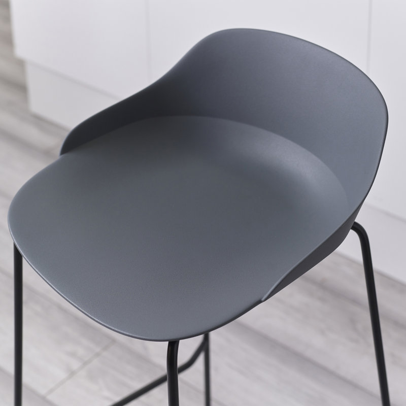 Nikhil Counter Stool with Metal Frame, Dark Grey/Black