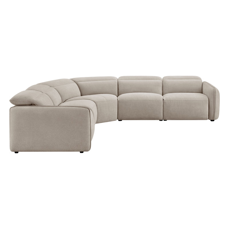 Bayne Upholstered Recliner Sectional, Elite Sand Chenille