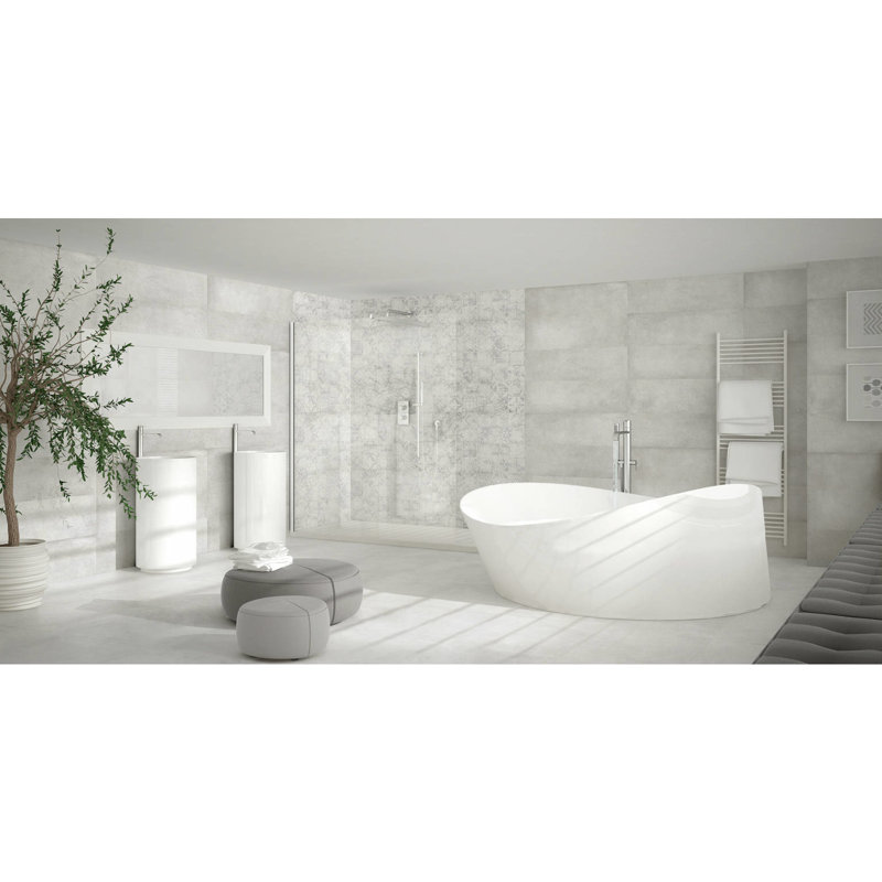 London Décor Series 12" x 36" Ceramic Wall Tile, White
