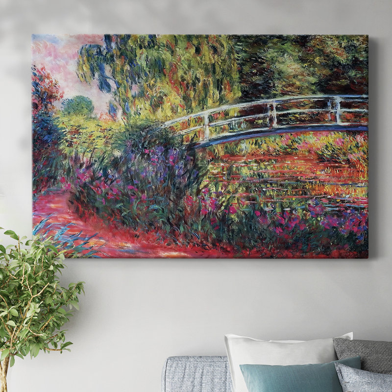 Le pont japonais (toile tendue avec galerie d'eau), H 8 po x l 12 po