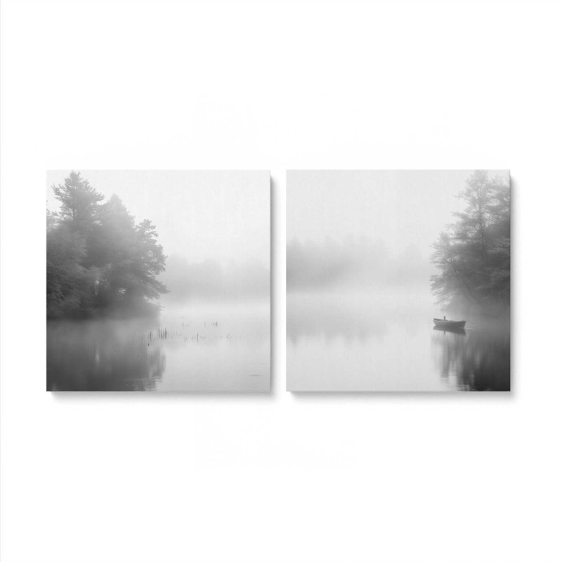 «Misty Solace Enigma», ensemble de 2 impressions sur toile tendue, H 12 po x l 24 po x P 1,25 po, Toile tendue