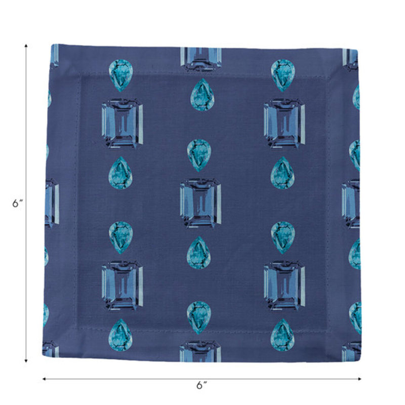 Gem Sapphires Cotton Sateen Cocktail Napkins, Blue