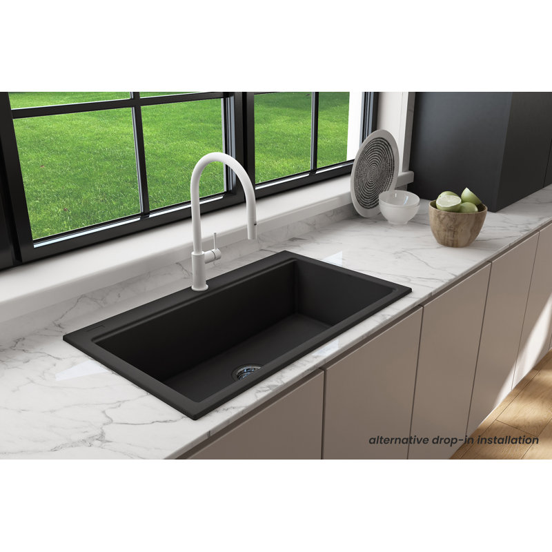 Baveno Lux 33'' L Double Basin Kitchen Sink, Concrete Gray