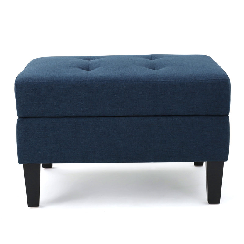 Anjuman Upholstered Ottoman, Navy Blue Polyester, Navy Blue 