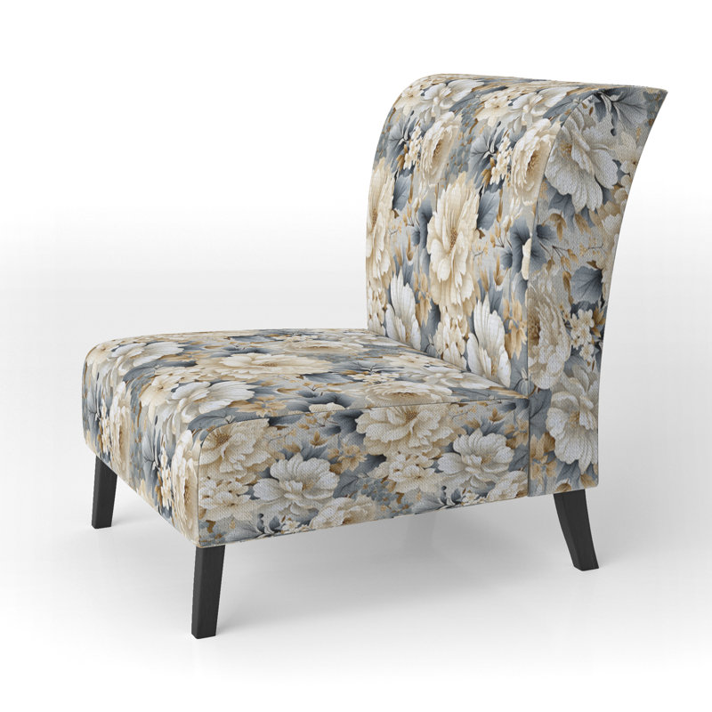 Rustic Victorian Brocade Victorian Motif - Chaise d'appoint de chalet rembourrée à motif floral