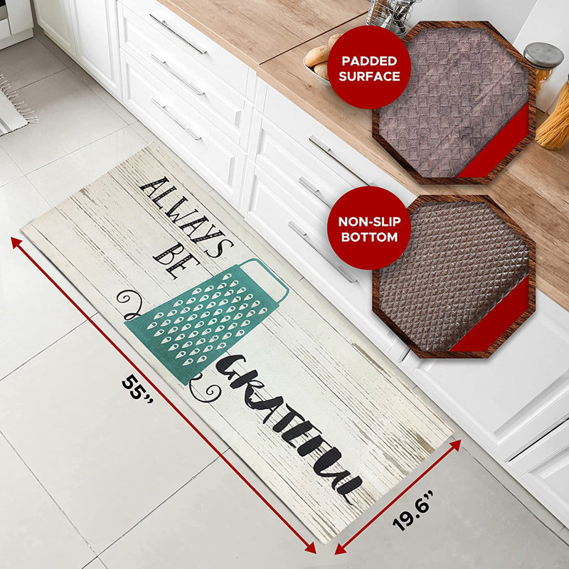Heston Water Resistant Anti-Fatigue Non-Skid Kitchen Mat, Rectangle 1'8" x 4'7"