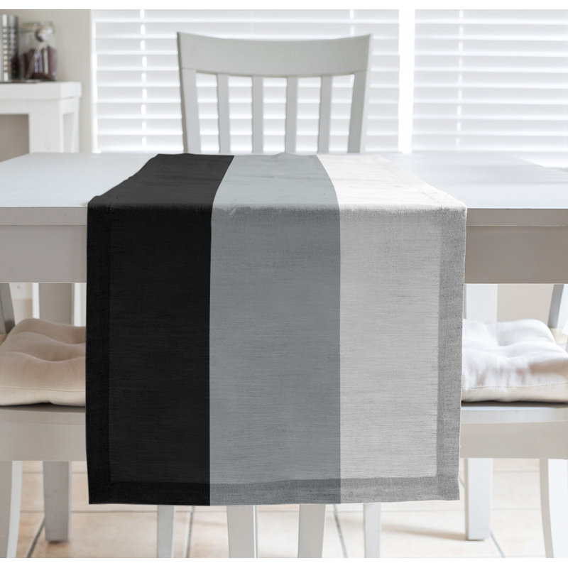 Las Vegas Football Stripes Table Runner, 90" L x 16" W, Black/Dark Gray, Cotton Blend