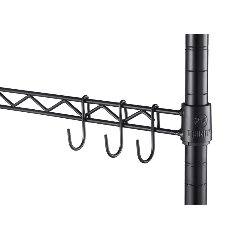 Black 5-Tier Steel Wire Shelving Unit with Wheels, 18"L x 36"W x 76"H