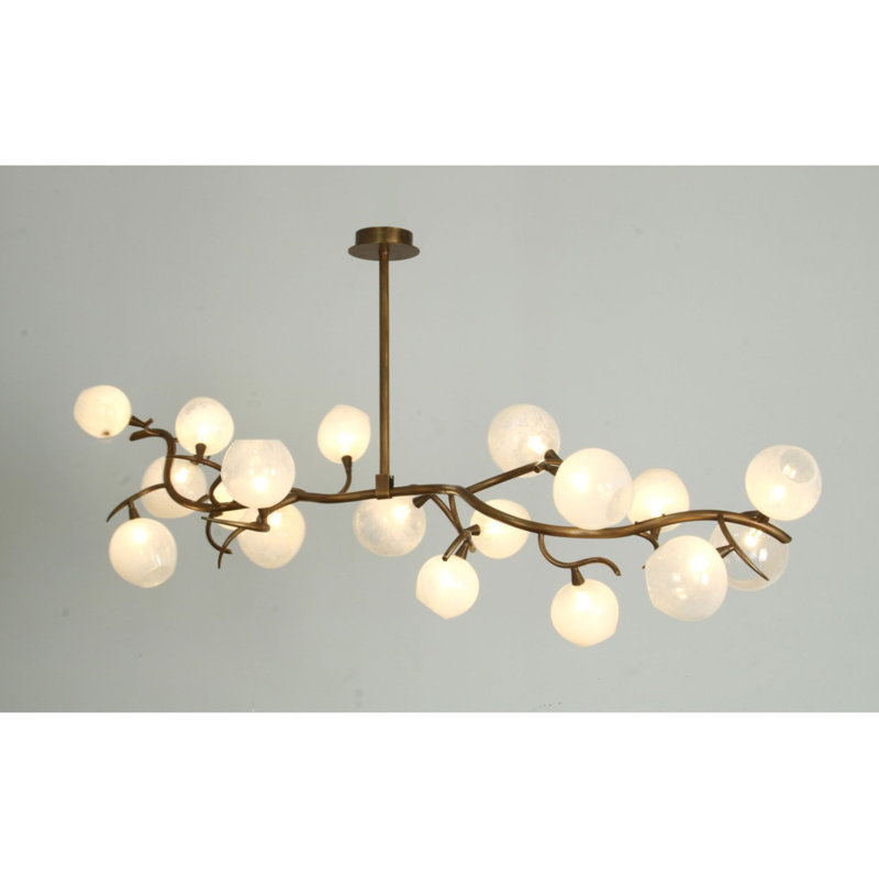 Lustre Lucia, H 60 po x l 30 po x P 60 po, Transparent, Bronze antique