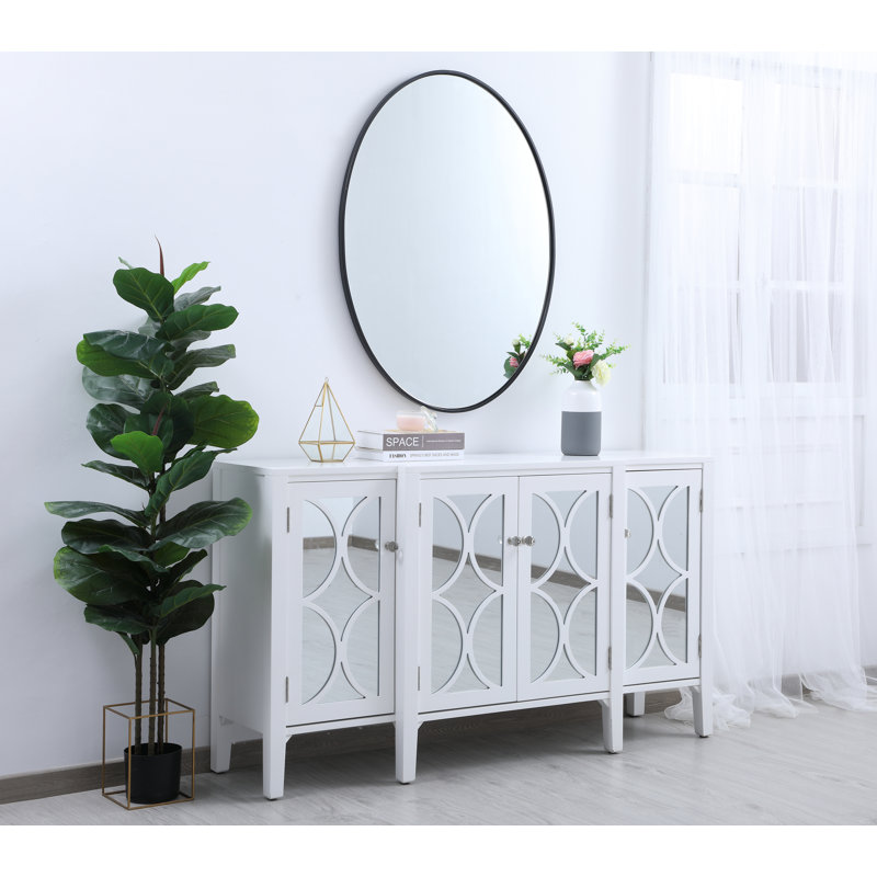 Sabine Metal Oval Wall Mirror, Black, 30" x 40"