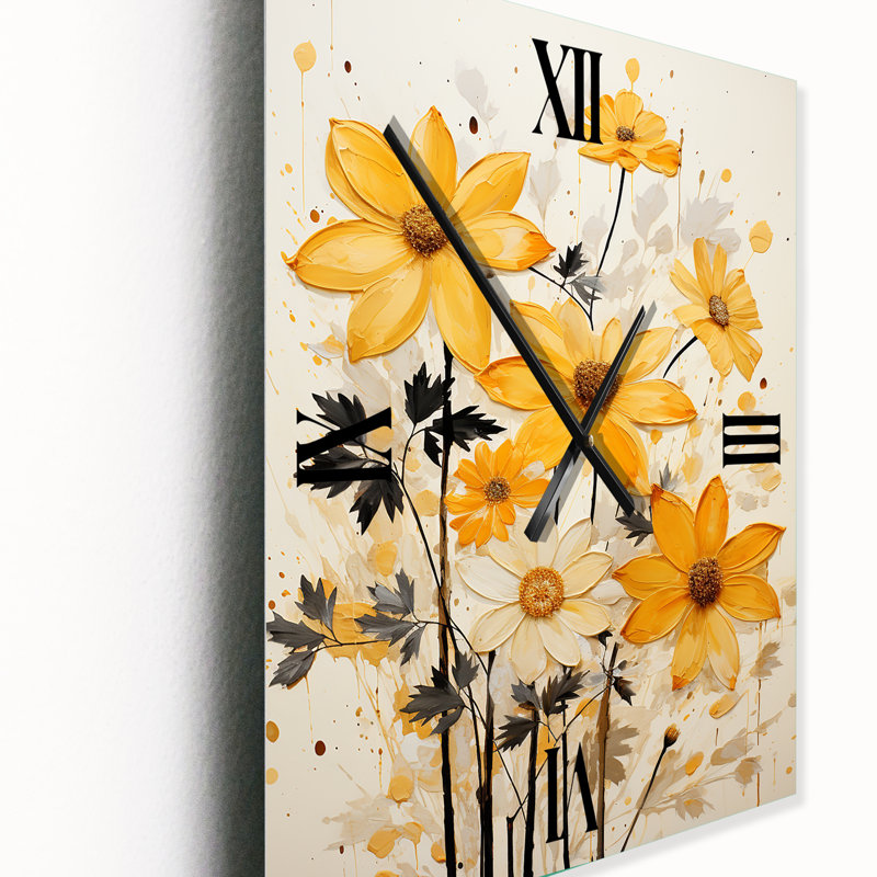 Janni - Horloge murale tournesols moderne, Petit