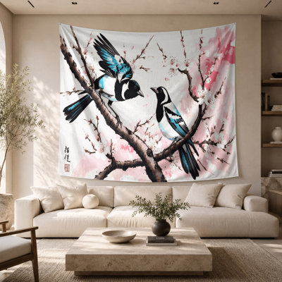 Tapisserie murale oiseaux et pie
