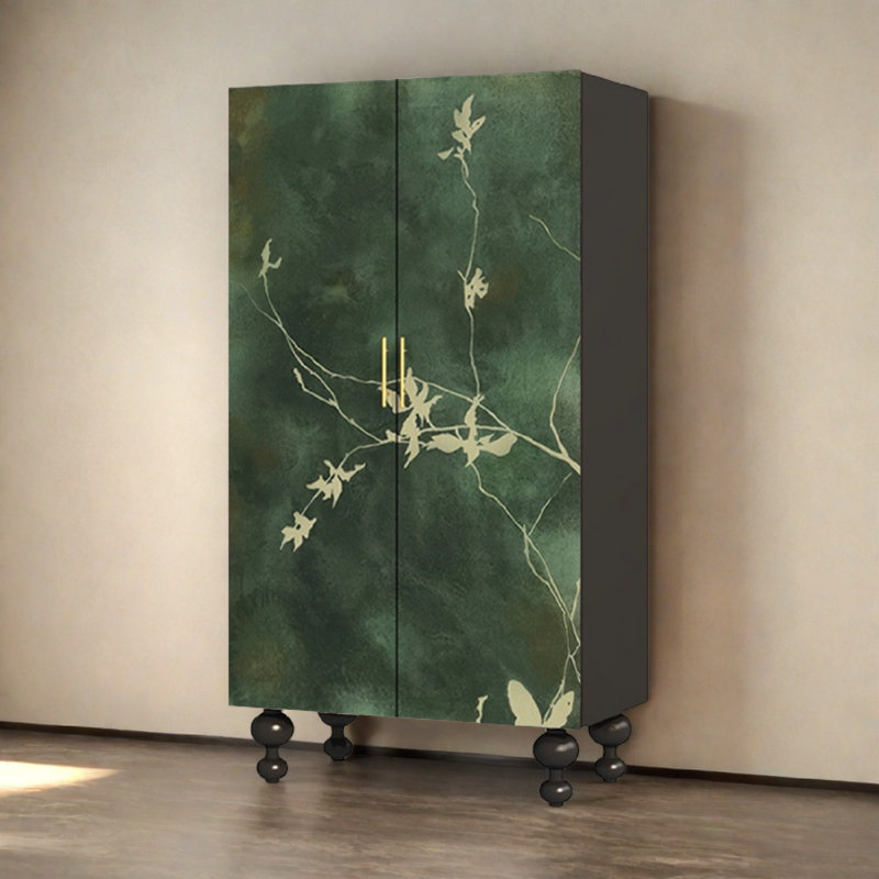 Armoire de rangement à double porte Vintage, Noir / vert