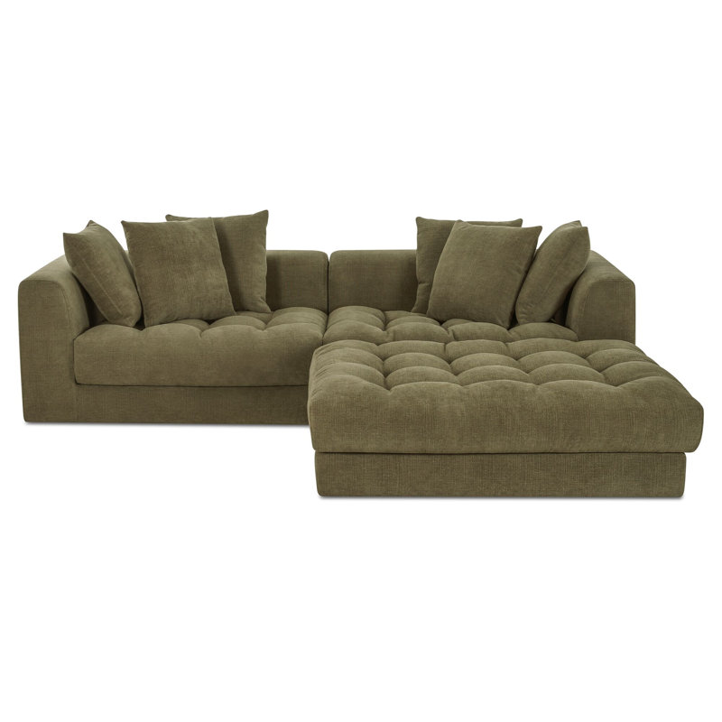 Davie Lounge Modular Sectional Olive, Green Polyester, 30.7" H x 104" W x 87" D