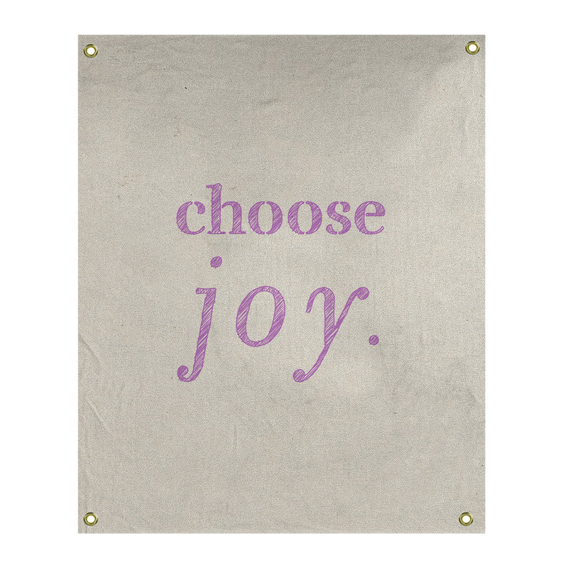 Tapisserie de polyester, choisir la joie citation, H 36 po x l 26 po, Blanc / violet