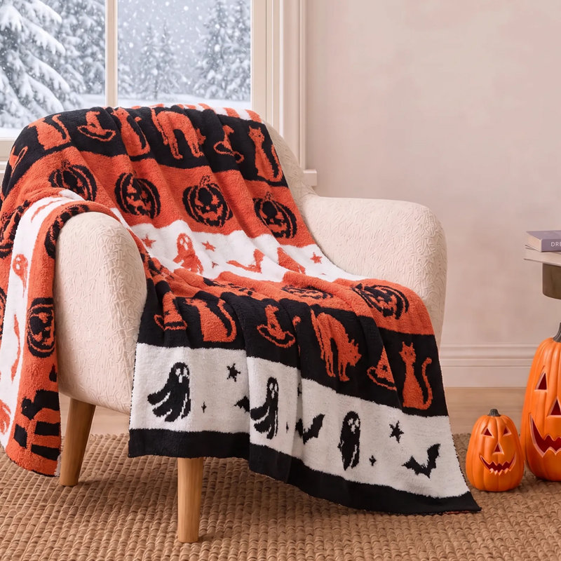 Jeté de lit Snuggle Sac Autumn Halloween, Motif à rayures