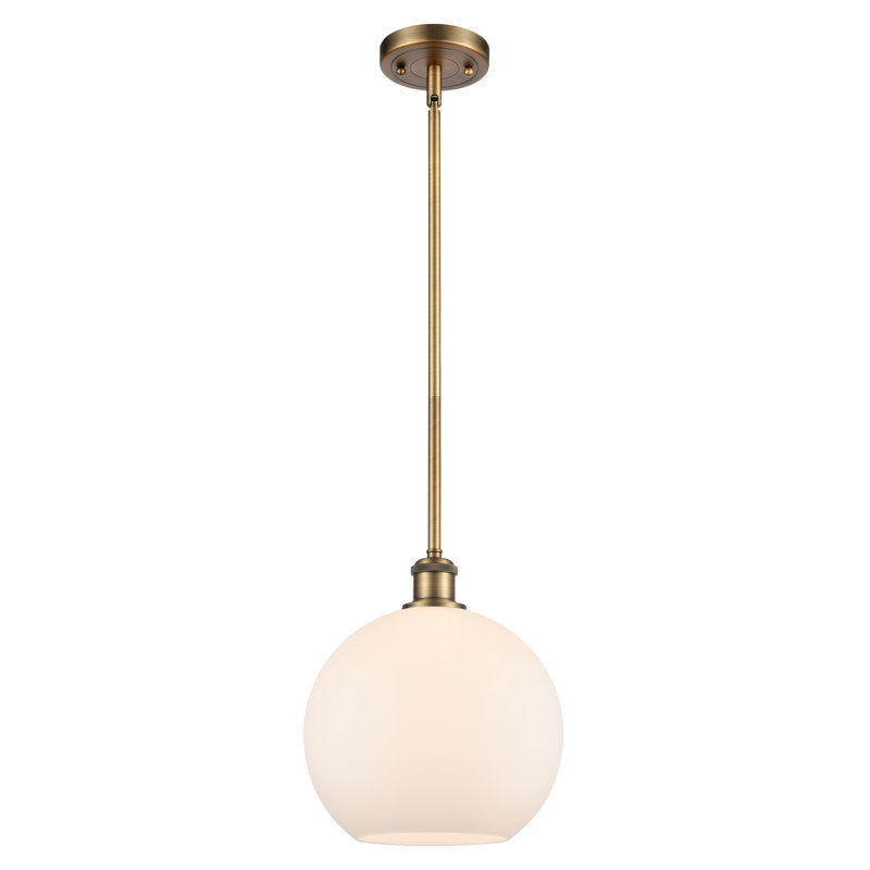 Luminaire suspendu sphère 1 lumière Baran, Ampoule DEL 6 watts Vinage, Laiton brossé, Blanc mat