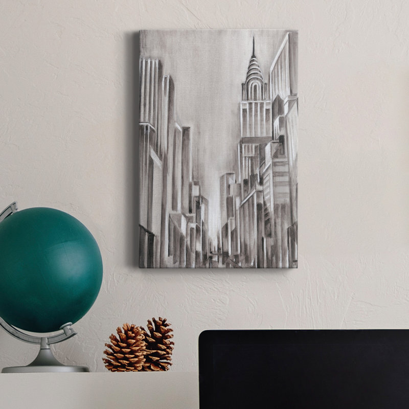 Art déco, paysage urbain I - impression sur toile tendue, H 18 po x l 12 po x P 1 po